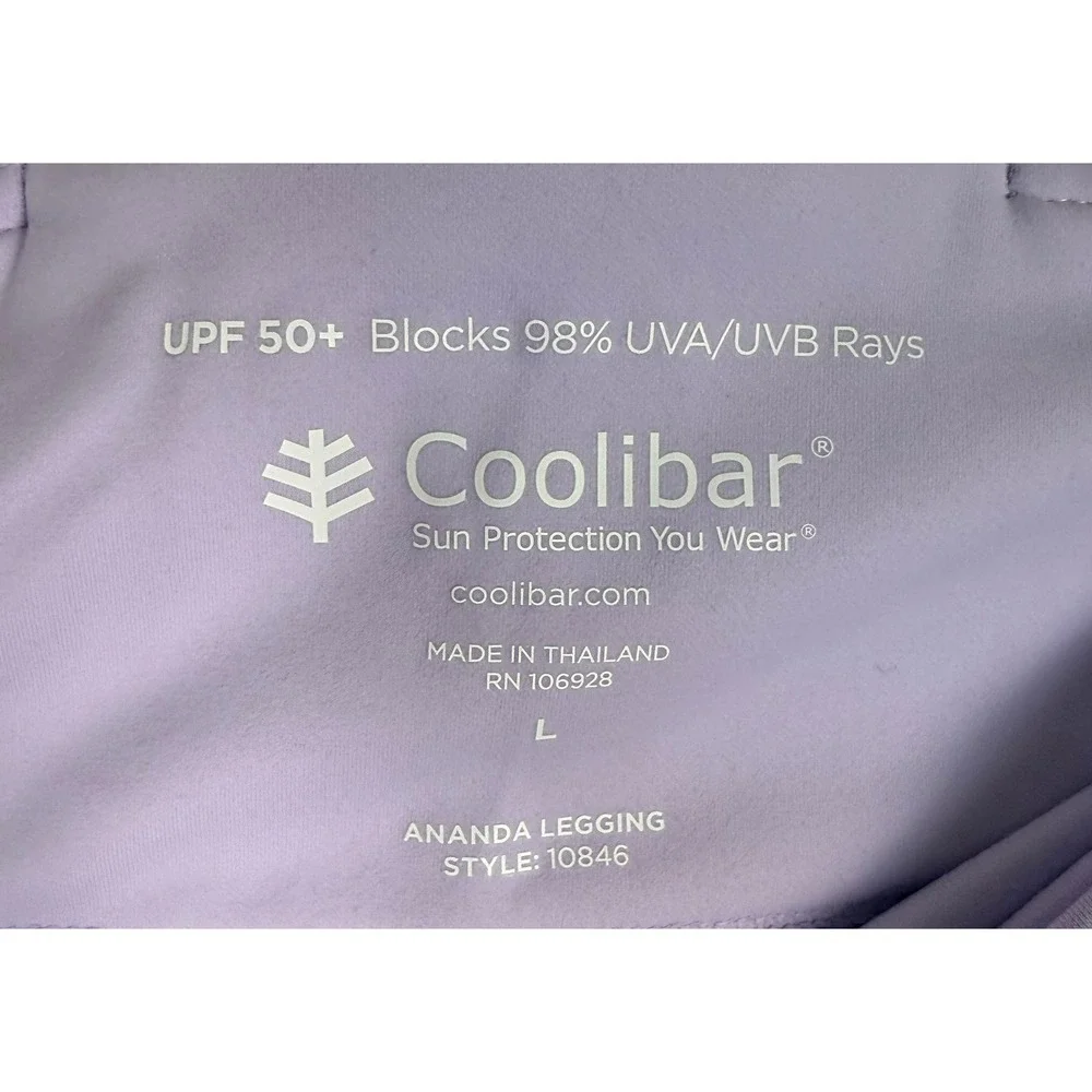 Coolibar Ananda Legging Womens L Purple Elastane UPF 50+ Pockets 10864